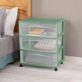 Carrello ampio a 3 cassetti verde versatile
