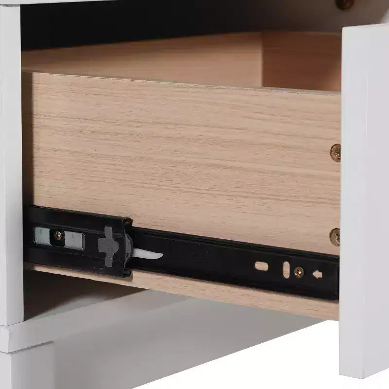 Comodino per Bambini con Cassetto Singolo e Struttura in Legno Massello, Tavolino per Cameretta con Ripiano Aperto