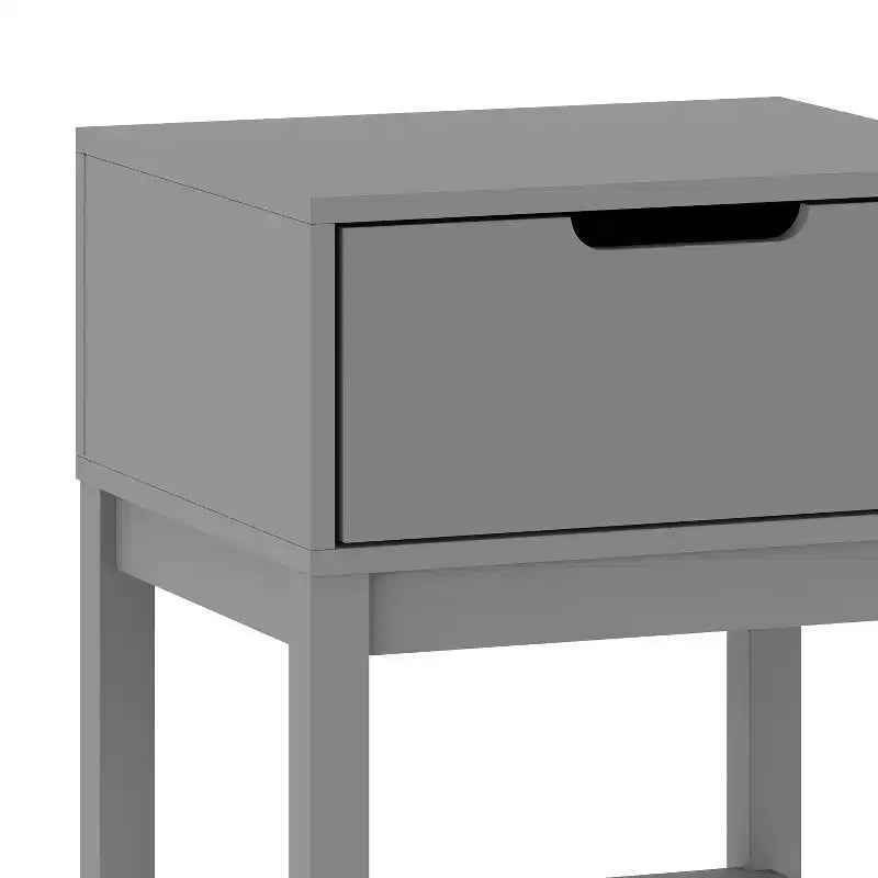 Comodino per Bambini con Cassetto Singolo e Struttura in Legno Massello, Tavolino per Cameretta con Ripiano Aperto