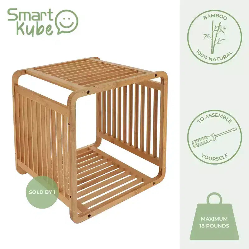 Smart Kube Bamboo Cube Storage, Organizzatore a 13 Ripiani Impilabili