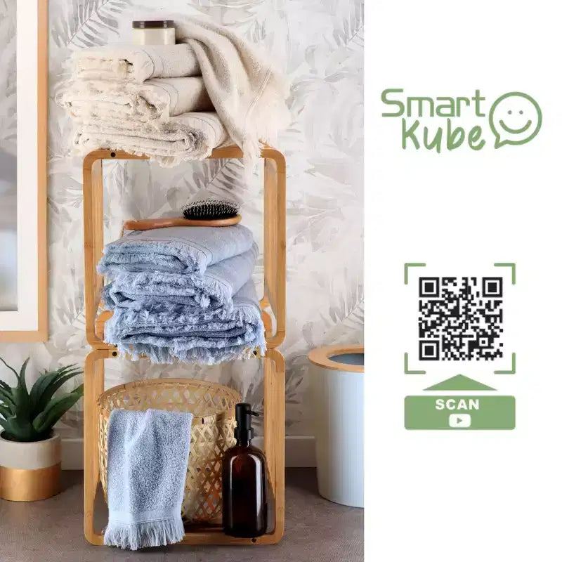 Smart Kube Bamboo Cube Storage, Organizzatore a 13 Ripiani Impilabili