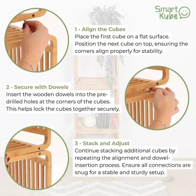 Smart Kube Bamboo Cube Storage, Organizzatore a 13 Ripiani Impilabili