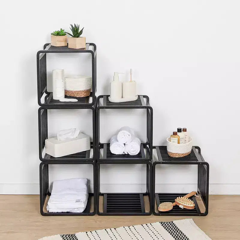 Smart Kube Bamboo Cube Storage, Organizzatore a 13 Ripiani Impilabili
