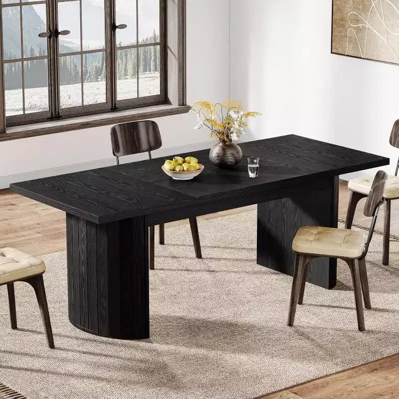 78.74 Extra Long Executive Desk, Large Computer Office Desk with Wooden Double Pedestal