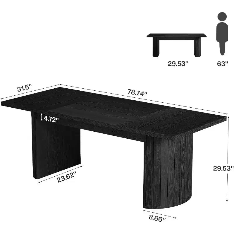 78.74 Extra Long Executive Desk, Large Computer Office Desk with Wooden Double Pedestal
