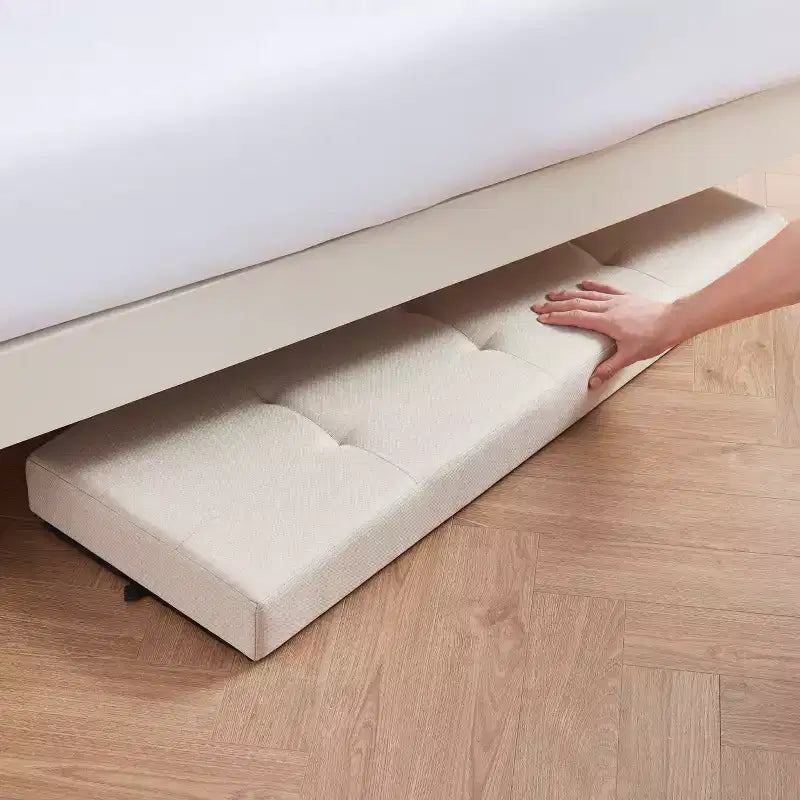 Panca contenitore pieghevole in lino trapuntato da 109 cm con gambe, ideale per camera da letto, ingresso e soggiorno