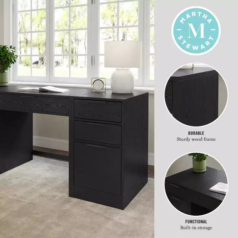 Home Office Modular Single-Drawer Desk with Dual 3 Drawer File Cabinets