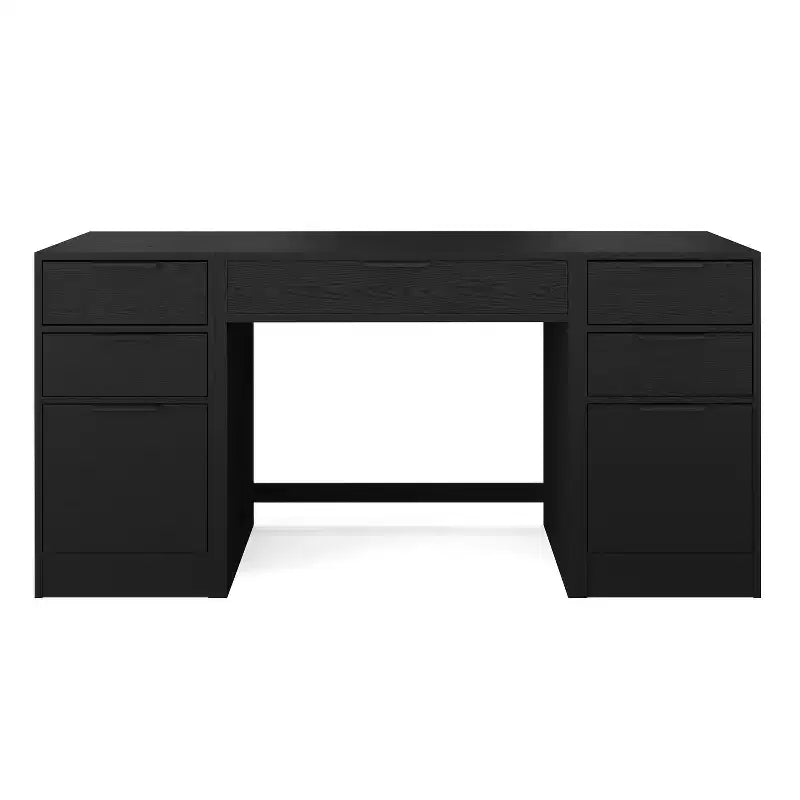 Home Office Modular Single-Drawer Desk with Dual 3 Drawer File Cabinets