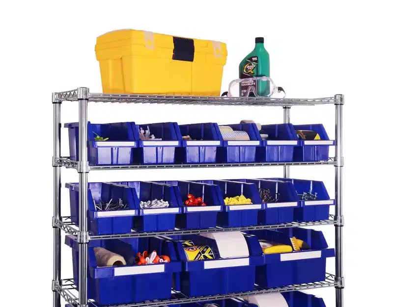 Unità di stoccaggio con scaffale a 8 ripiani e 24 contenitori, 36 x 14,25 x 63,5