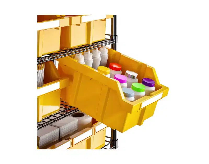 Unità di stoccaggio con scaffale a 8 ripiani e 24 contenitori, 36 x 14,25 x 63,5