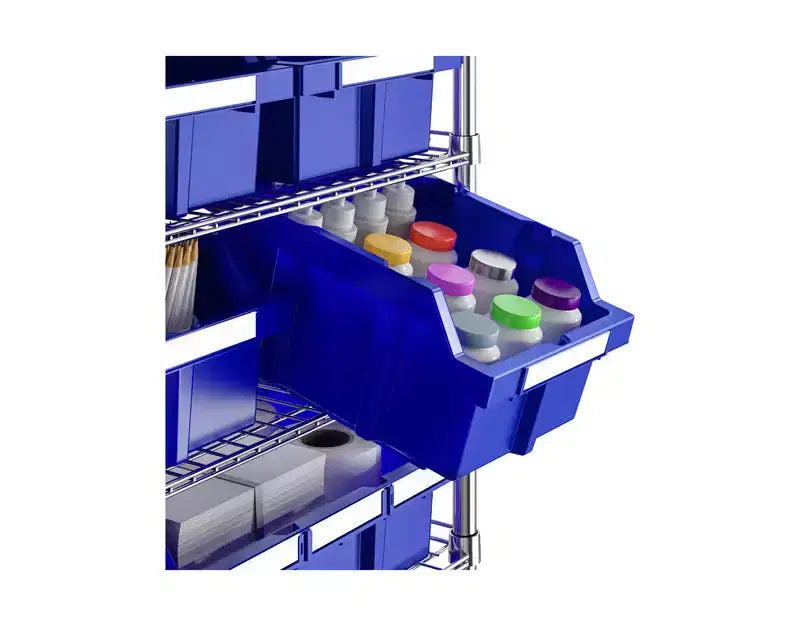 Unità di stoccaggio con scaffale a 8 ripiani e 24 contenitori, 36 x 14,25 x 63,5