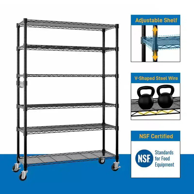 Scaffale alto 46 pollici con ruote e altezza regolabile