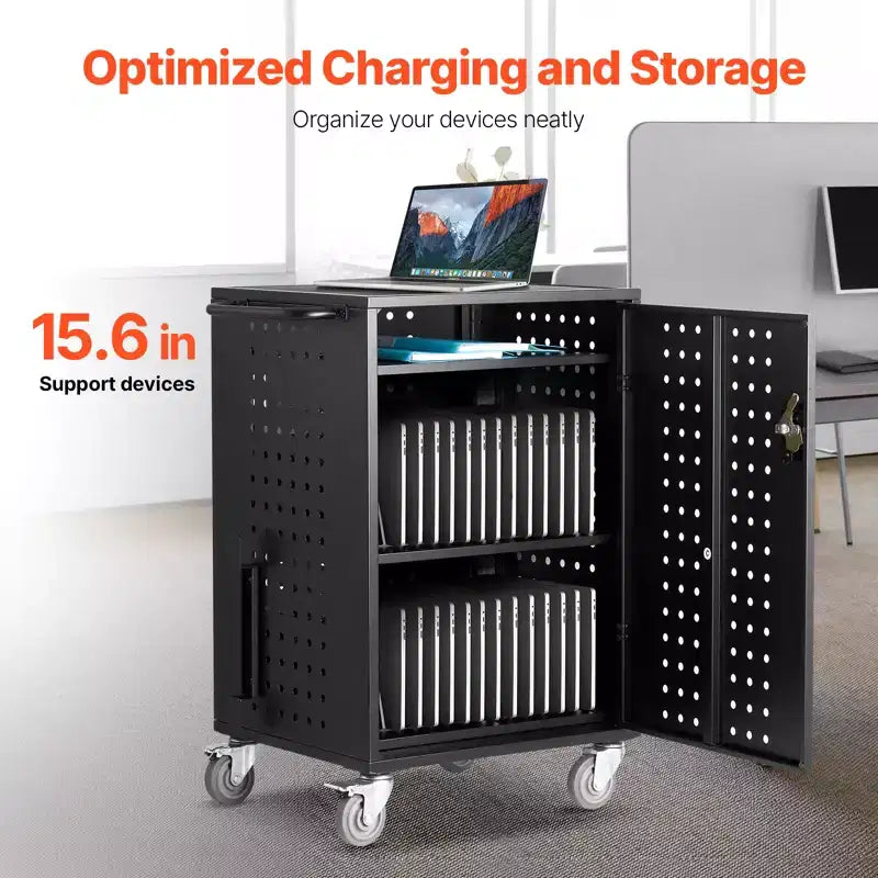 Carrello di ricarica, stazione di ricarica mobile per 32 dispositivi, fino a 15,6 pollici di dimensioni dello schermo, carrello di ricarica mobile per ufficio e aula