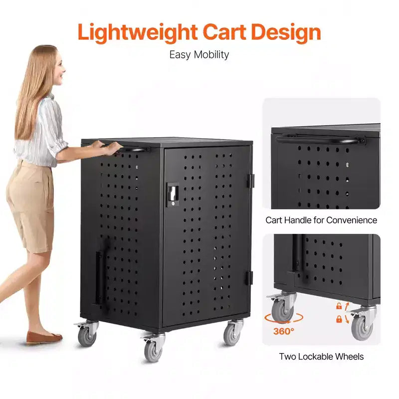 Carrello di ricarica, stazione di ricarica mobile per 32 dispositivi, fino a 15,6 pollici di dimensioni dello schermo, carrello di ricarica mobile per ufficio e aula