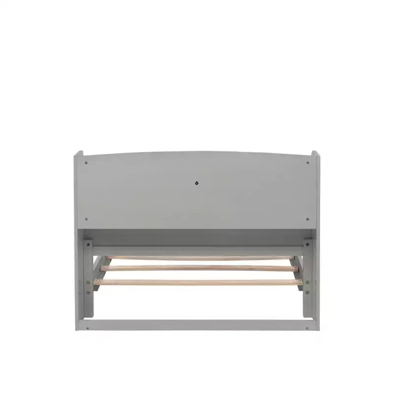 Letto in legno di pino gemello con testiera a libreria e LED con sensore di movimento - Sponde regolabili, letto per bambini sicuro ed elegante
