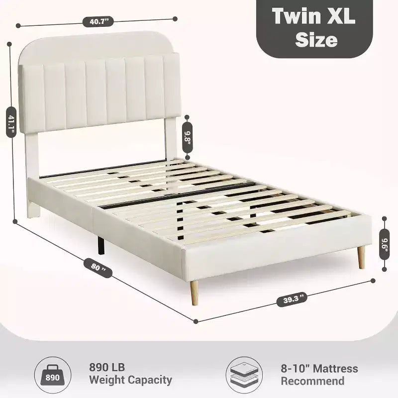 Struttura letto con testiera contenitore, letto a piattaforma imbottito in velluto per bambini, robuste doghe in legno, silenzioso, facile da montare, non è necessaria la rete a molle.