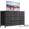10-Drawer Dresser & TV Stand with Power Outlet, Bedroom Storage with Metal Frame for 55'' TV, Entryway, Closet