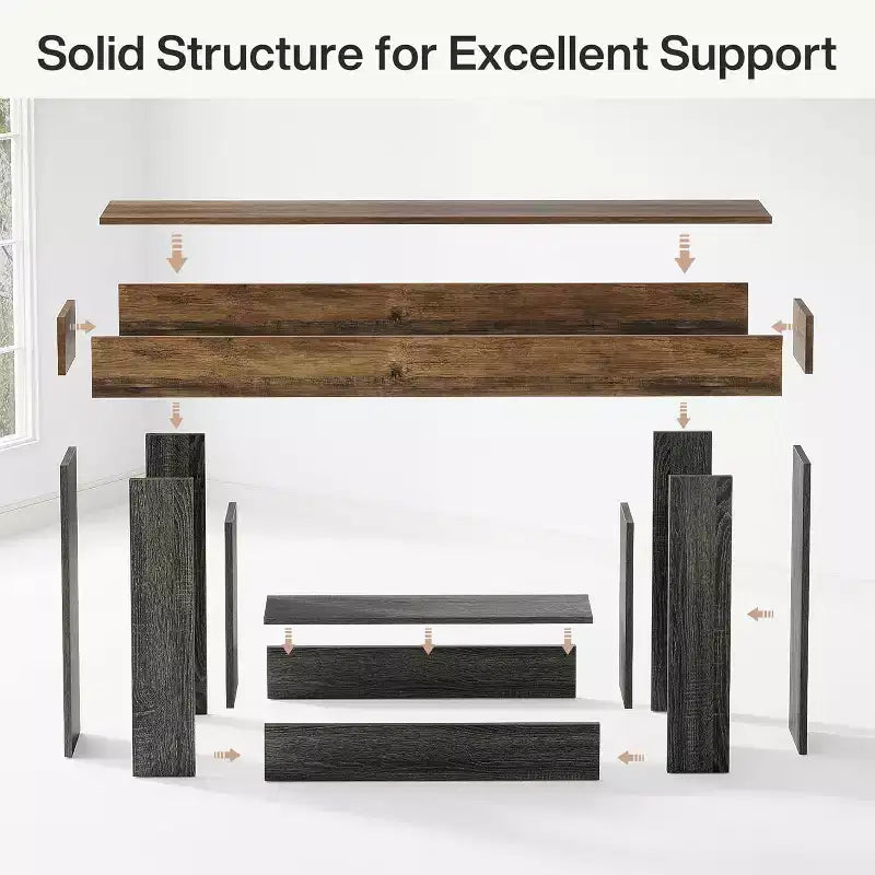Consolle in Legno Stile Rustico con Ripiano Inferiore