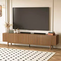 Luck Live Modern Style 86.61 Fluted Media Console TV Stand with Layered Storage, Removable Shelves & Solid Wood Legs