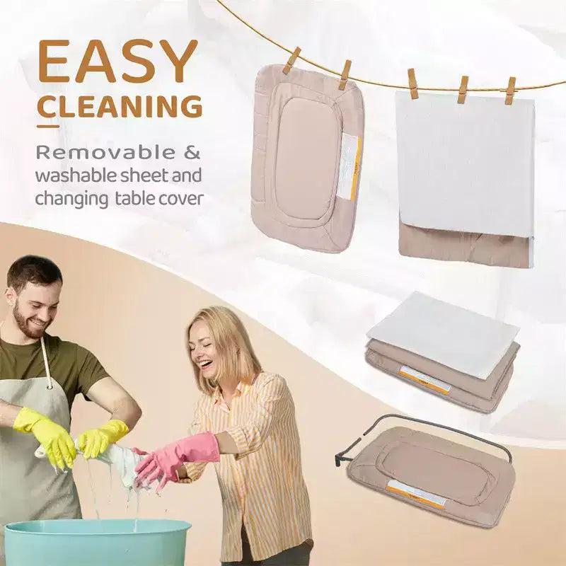 Culla 3 in 1 per neonati con funzione di borsa rimovibile e fasciatoio, colore beige