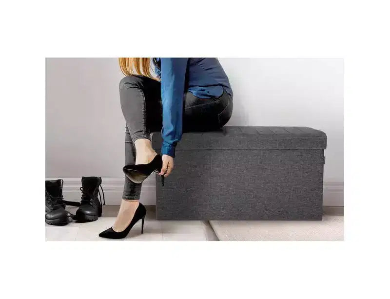 Baule Contenitore Trapuntato a Canali con Maniglie, 76,2 L x 39,9 P x 39,9 A cm