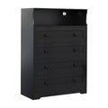 4-Drawer Wooden Dresser w/ LED Lights & Charging Station, Nightstand & Chest of Drawers, Storage Organizer for Bedroom Living Room Hallway Closet