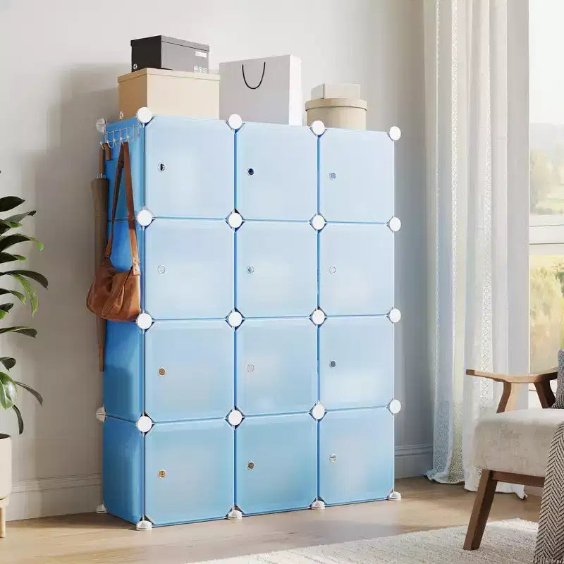 Organizzatore per Scarpiera, Scarpiera Portatile Impilabile con 2 Ganci, Contenitore Autoportante Salvaspazio per Camera da Letto, Armadio, Ingresso, Appartamento