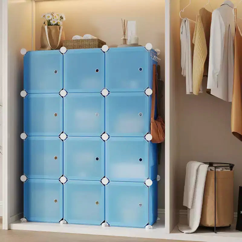 Organizzatore per Scarpiera, Scarpiera Portatile Impilabile con 2 Ganci, Contenitore Autoportante Salvaspazio per Camera da Letto, Armadio, Ingresso, Appartamento
