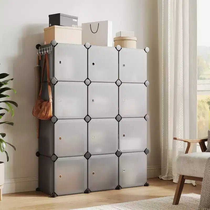 Organizzatore per Scarpiera, Scarpiera Portatile Impilabile con 2 Ganci, Contenitore Autoportante Salvaspazio per Camera da Letto, Armadio, Ingresso, Appartamento