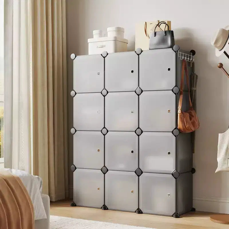 Organizzatore per Scarpiera, Scarpiera Portatile Impilabile con 2 Ganci, Contenitore Autoportante Salvaspazio per Camera da Letto, Armadio, Ingresso, Appartamento