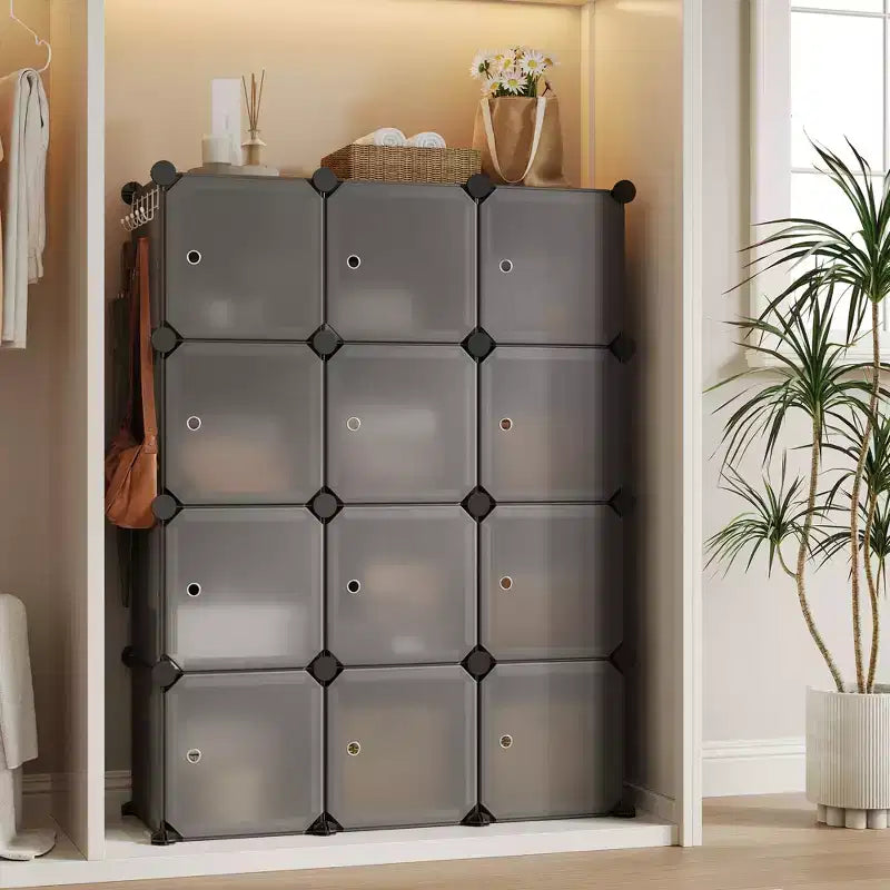Organizzatore per Scarpiera, Scarpiera Portatile Impilabile con 2 Ganci, Contenitore Autoportante Salvaspazio per Camera da Letto, Armadio, Ingresso, Appartamento