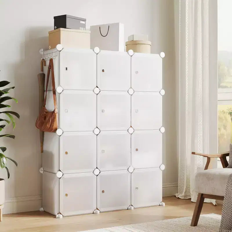 Organizzatore per Scarpiera, Scarpiera Portatile Impilabile con 2 Ganci, Contenitore Autoportante Salvaspazio per Camera da Letto, Armadio, Ingresso, Appartamento
