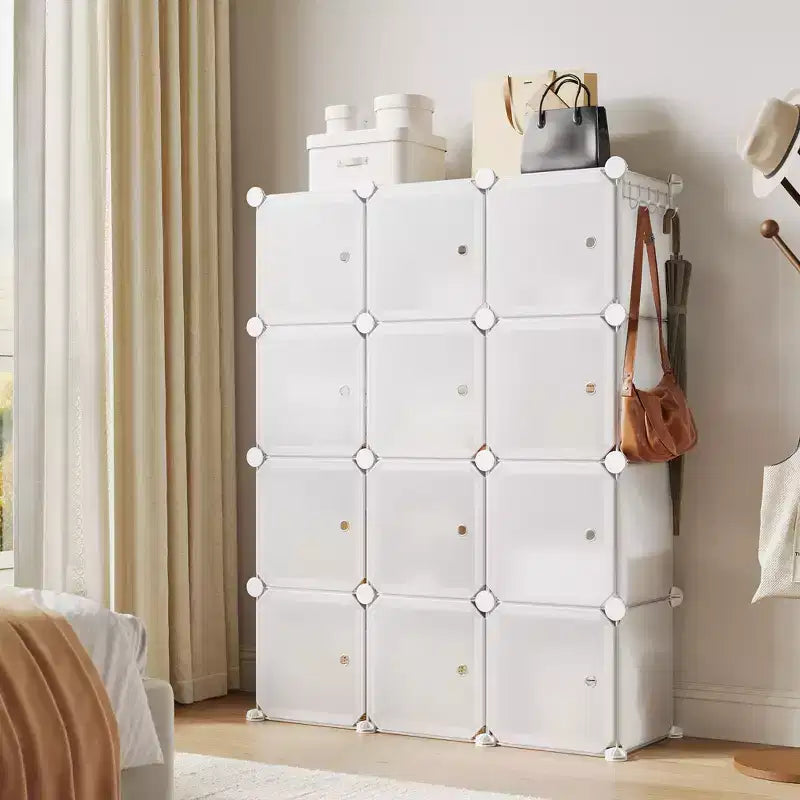 Organizzatore per Scarpiera, Scarpiera Portatile Impilabile con 2 Ganci, Contenitore Autoportante Salvaspazio per Camera da Letto, Armadio, Ingresso, Appartamento