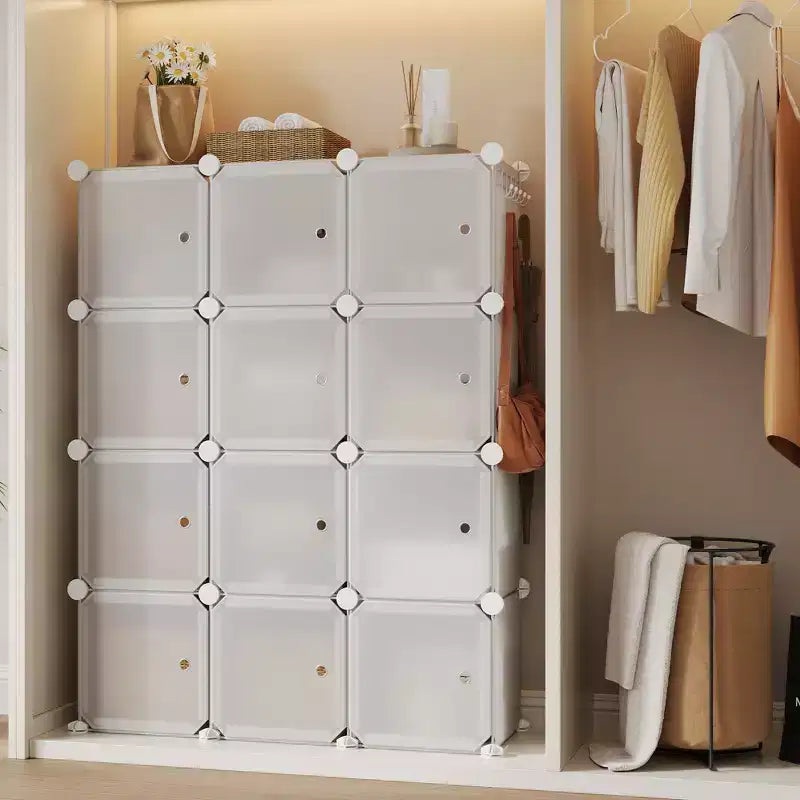 Organizzatore per Scarpiera, Scarpiera Portatile Impilabile con 2 Ganci, Contenitore Autoportante Salvaspazio per Camera da Letto, Armadio, Ingresso, Appartamento