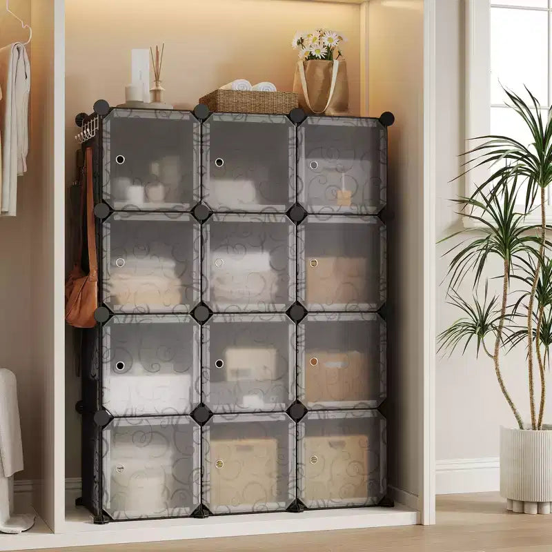 Organizzatore per Scarpiera, Scarpiera Portatile Impilabile con 2 Ganci, Contenitore Autoportante Salvaspazio per Camera da Letto, Armadio, Ingresso, Appartamento