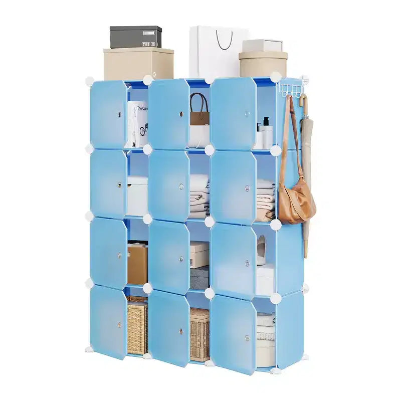 Shoe Cabinet Organizer, Portable Stackable Shoe Rack with 2 Hooks, Freestanding Space Saving Storage for Bedroom, Closet, Entryway, Apartment