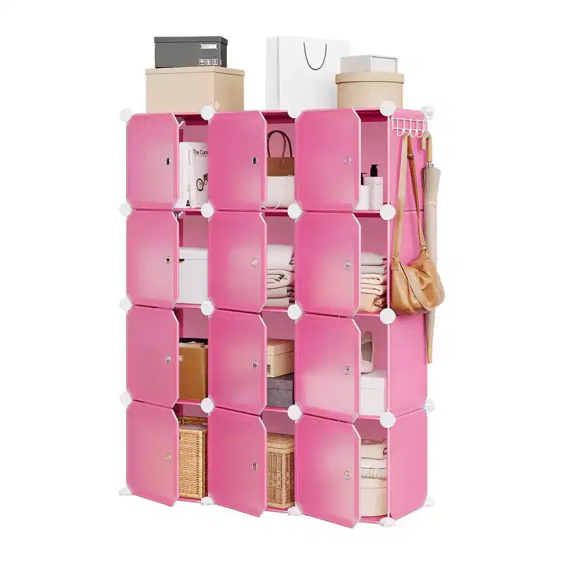 Shoe Cabinet Organizer, Portable Stackable Shoe Rack with 2 Hooks, Freestanding Space Saving Storage for Bedroom, Closet, Entryway, Apartment
