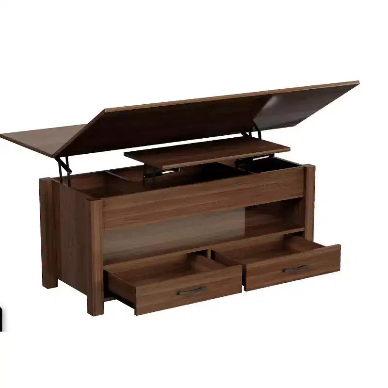 Tavolino da caffè da 40 pollici, Tavolino con piano sollevabile con cassetti e scomparto nascosto, Convertibile in tavolo da ufficio domestico, Tavolo da pranzo per soggiorno