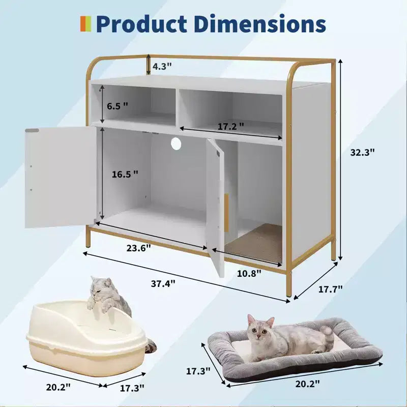 Mobile Copri Lettiera per Gatti, Armadietto Lettiera Nascosto Multifunzionale con Porta a Granaio, Foro di Ventilazione e Ingresso Laterale, in Legno per Gatti da Interno