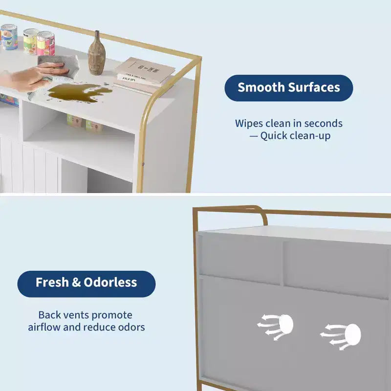 Mobile Copri Lettiera per Gatti, Armadietto Lettiera Nascosto Multifunzionale con Porta a Granaio, Foro di Ventilazione e Ingresso Laterale, in Legno per Gatti da Interno