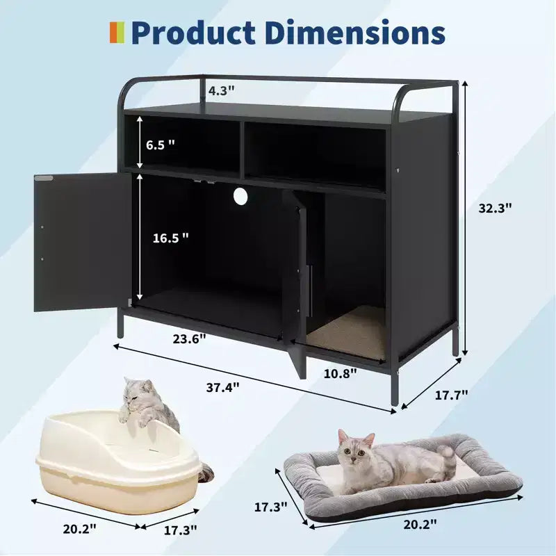 Mobile Copri Lettiera per Gatti, Armadietto Lettiera Nascosto Multifunzionale con Porta a Granaio, Foro di Ventilazione e Ingresso Laterale, in Legno per Gatti da Interno