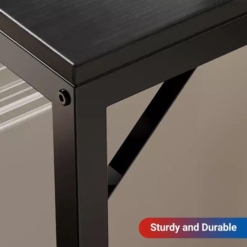 Consolle stretta nera per ingresso o retro divano, tavolino sottile in metallo e legno per soggiorno, camera da letto
