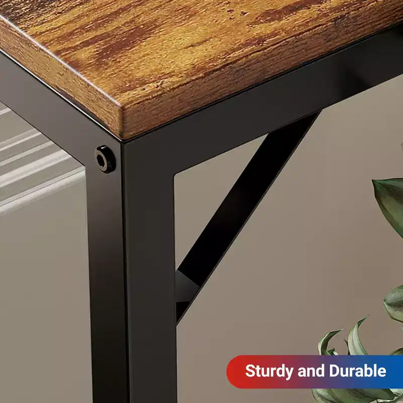 Consolle stretta nera per ingresso o retro divano, tavolino sottile in metallo e legno per soggiorno, camera da letto