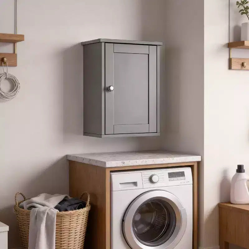 Pensile da Bagno Grigio 1 Anta 1 Ripiano