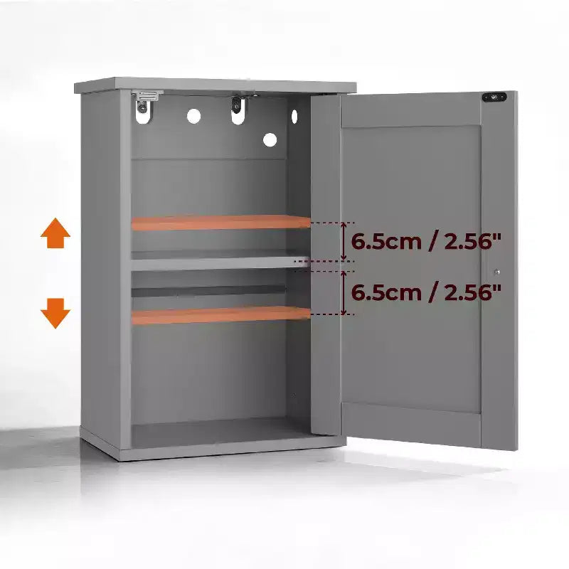 Pensile da Bagno Grigio 1 Anta 1 Ripiano