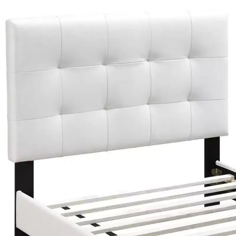 Struttura letto moderna in similpelle con piattaforma e testiera rettangolare regolabile