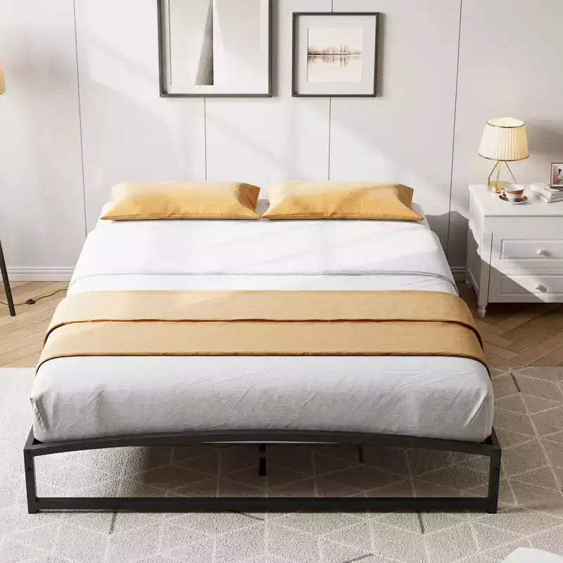 Struttura Letto Matrimoniale in Metallo, Struttura Letto a Piattaforma con Design ad Arco, Doghe di Supporto Robuste da 10 Pollici, Robusta Base per Materasso