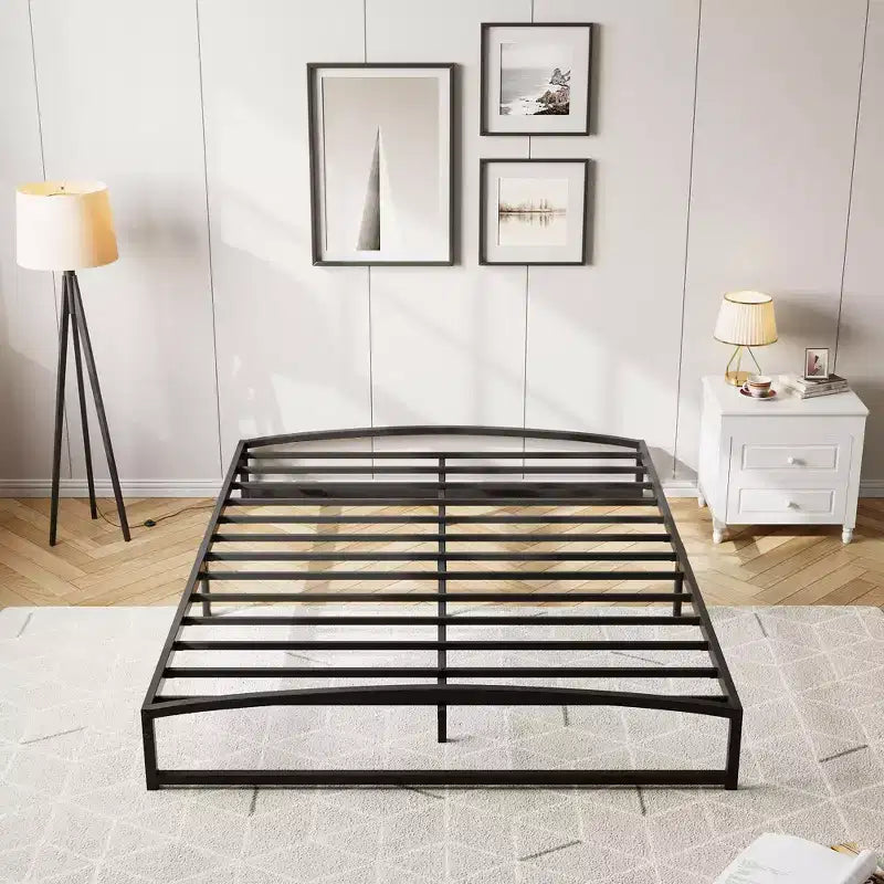 Struttura Letto Matrimoniale in Metallo, Struttura Letto a Piattaforma con Design ad Arco, Doghe di Supporto Robuste da 10 Pollici, Robusta Base per Materasso