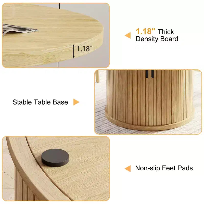 Tavolo da pranzo rotondo con piedistallo da 35,5 pollici, con ripiano portaoggetti, tavolo da pranzo con base in legno per cucina, angolo colazione, per spazi piccoli