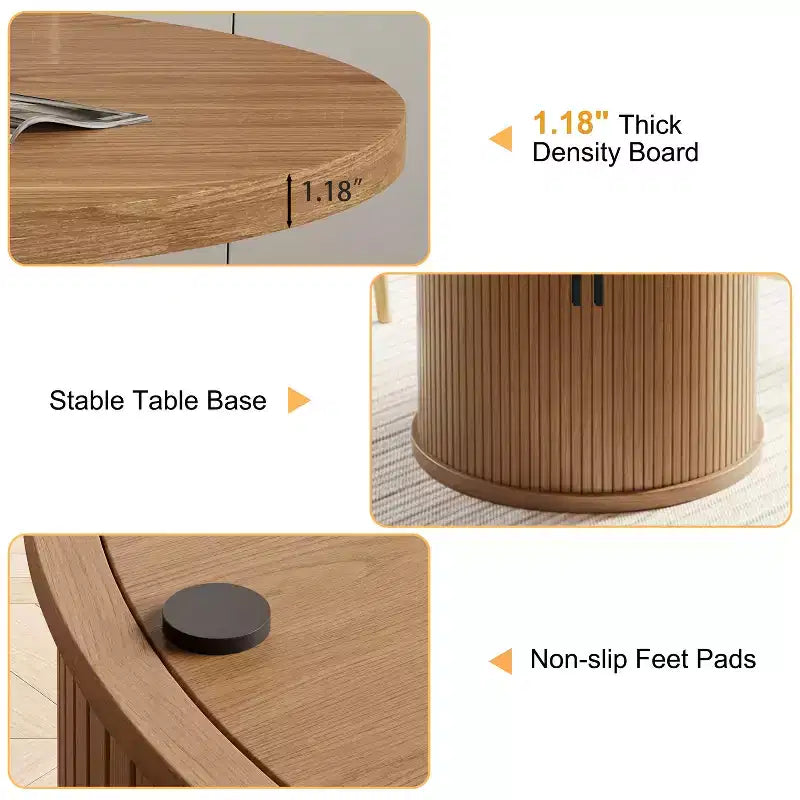 Tavolo da pranzo rotondo con piedistallo da 35,5 pollici, con ripiano portaoggetti, tavolo da pranzo con base in legno per cucina, angolo colazione, per spazi piccoli
